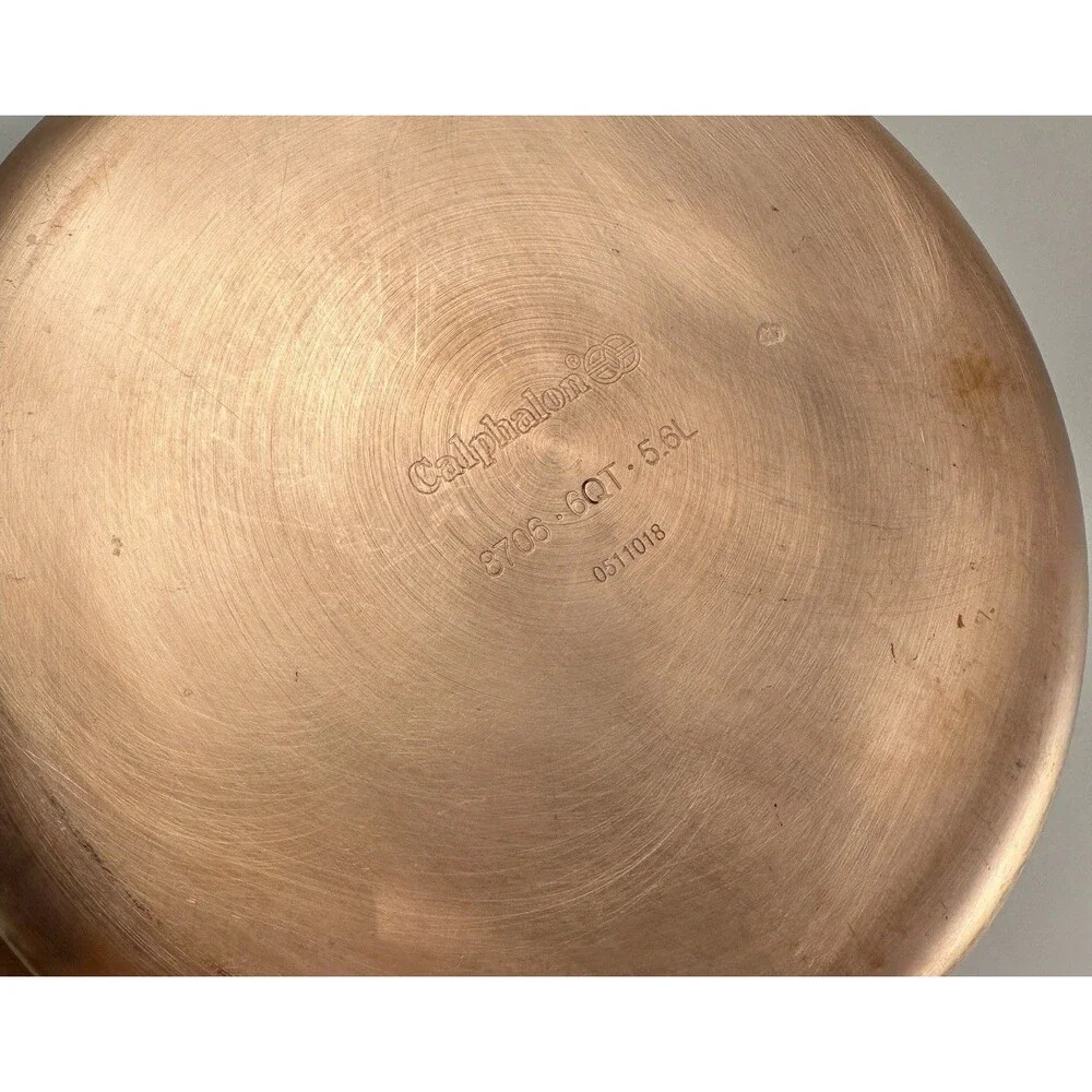 Calphalon Copper Tri-Ply Stainless Steel 6 Qt Stock Pot w/Lid 10